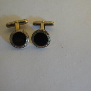 Vintage Black Onyx Silver Cufflinks